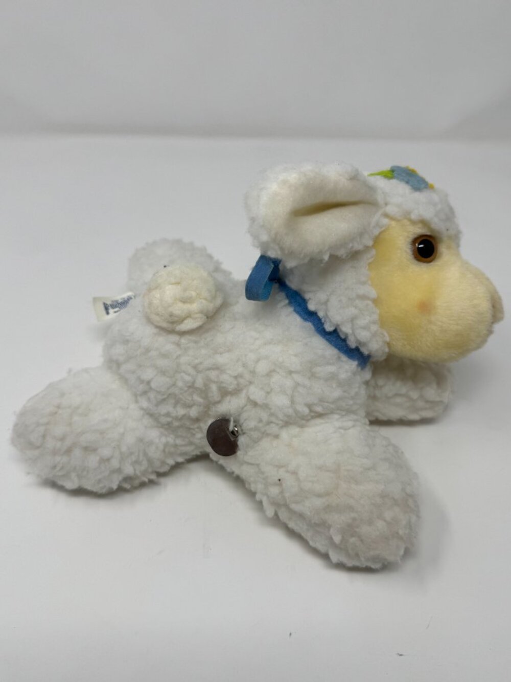 Vintage Eden Musical Lamb Plush Wind Up 8" Sheep Blue Ribbon Tested Works